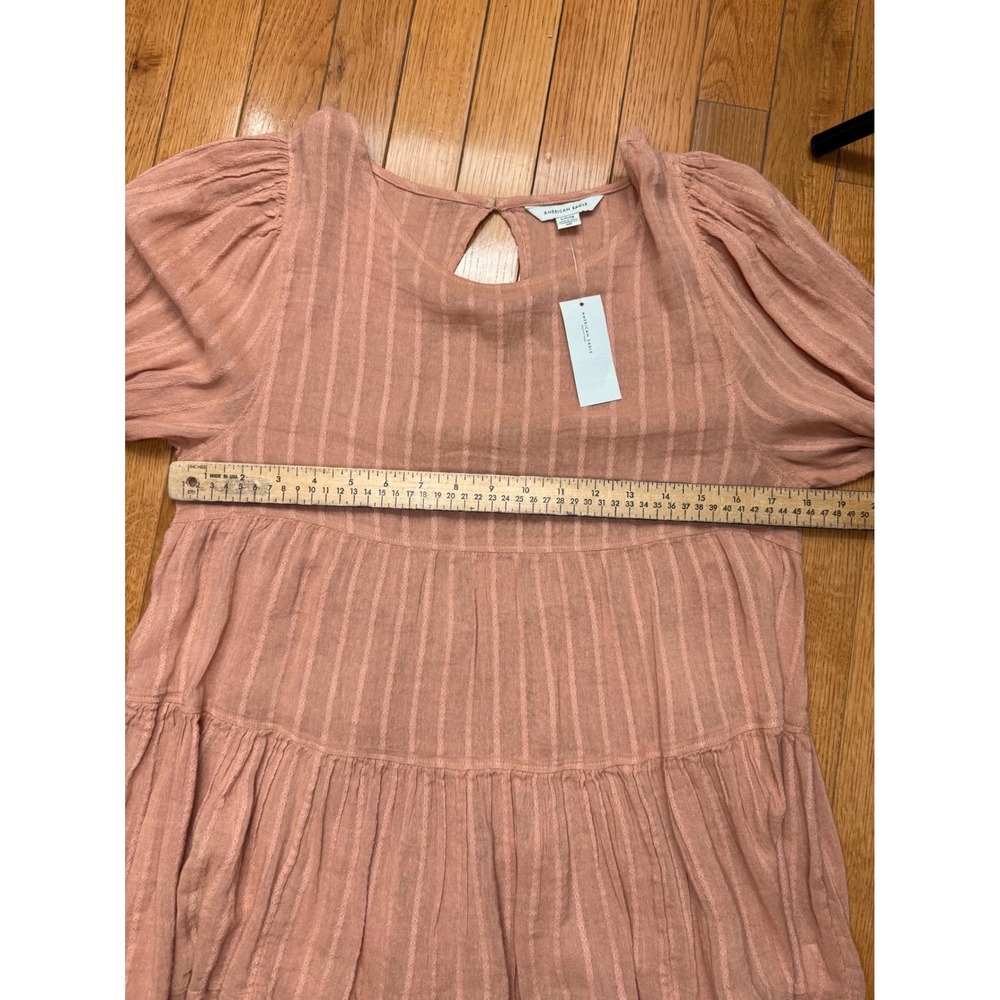 American Eagle Women Small Terracotta Tiered Babydoll Open Back Blouse NWT Y2K - Picture 4 of 5